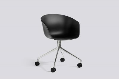 About A Chair AAC24 / AAC 24 Stuhl Schwarz - Aluminium poliert Hay